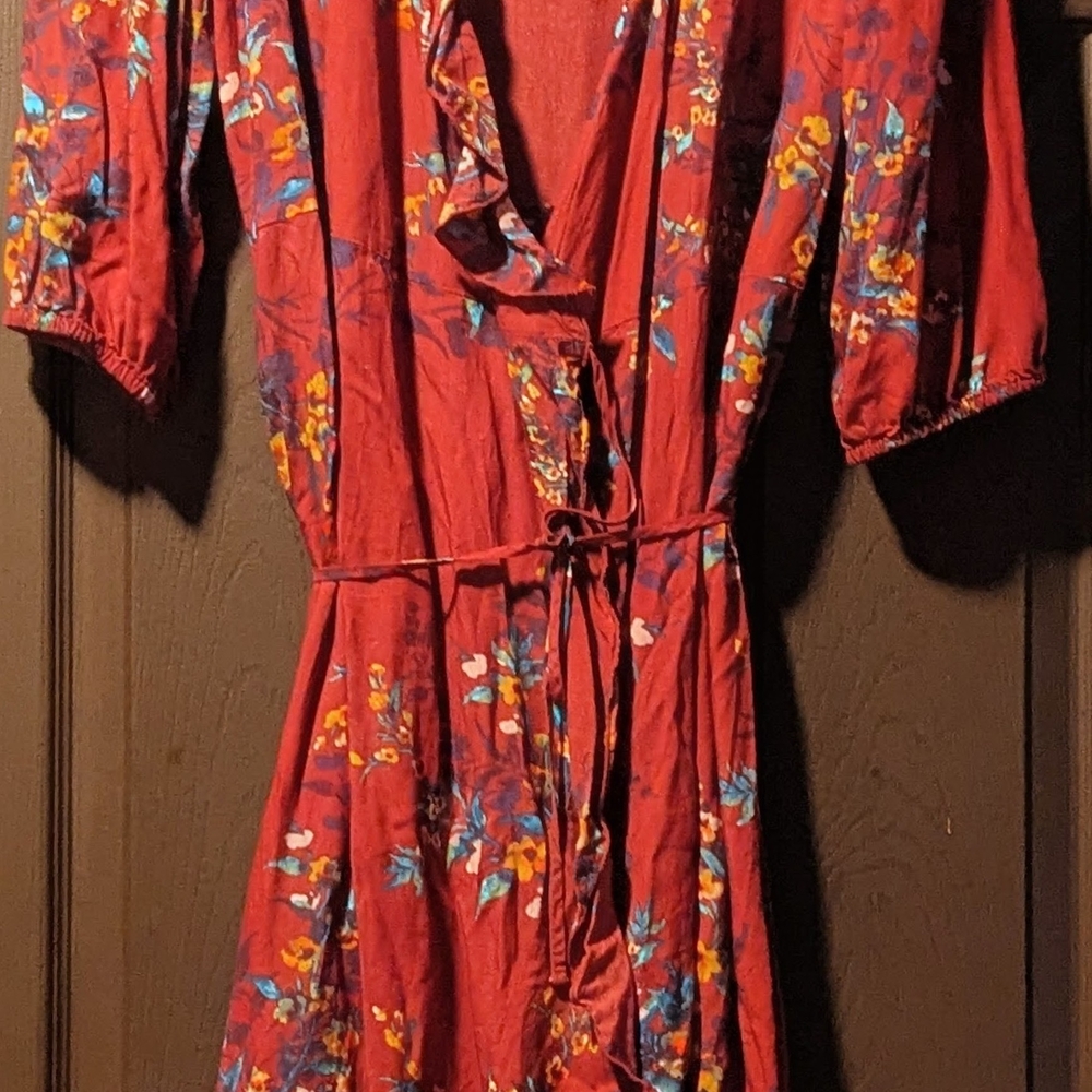 Anna Red Floral Long Sleeve Dress